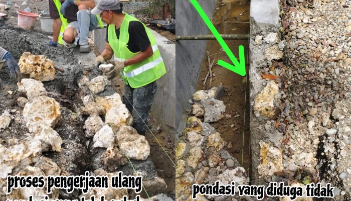 Talud Proyek APBD Bone Diduga Asal Jadi, Fondasi Cuma Satu Lapis Batu