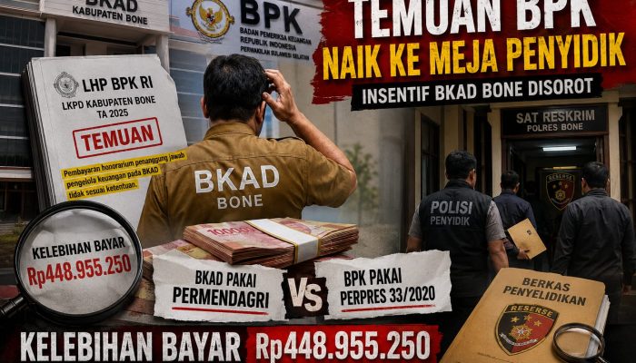 BPK RI Temukan Kelebihan Bayar Insentif BKAD Bone Rp448,9 Juta, Seluruh Pejabat Struktural Diperiksa Polisi
